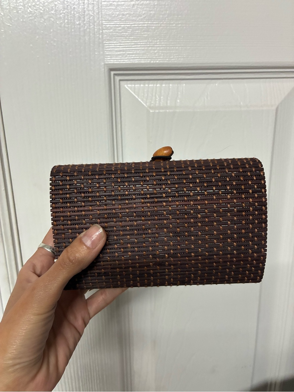 Brown Woven Clutch Handbag - Unbranded